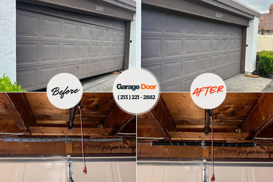 Before and after: garage door repair Saratoga Springs, UT